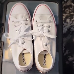 Converse White and Red Lace-Up Sneakers